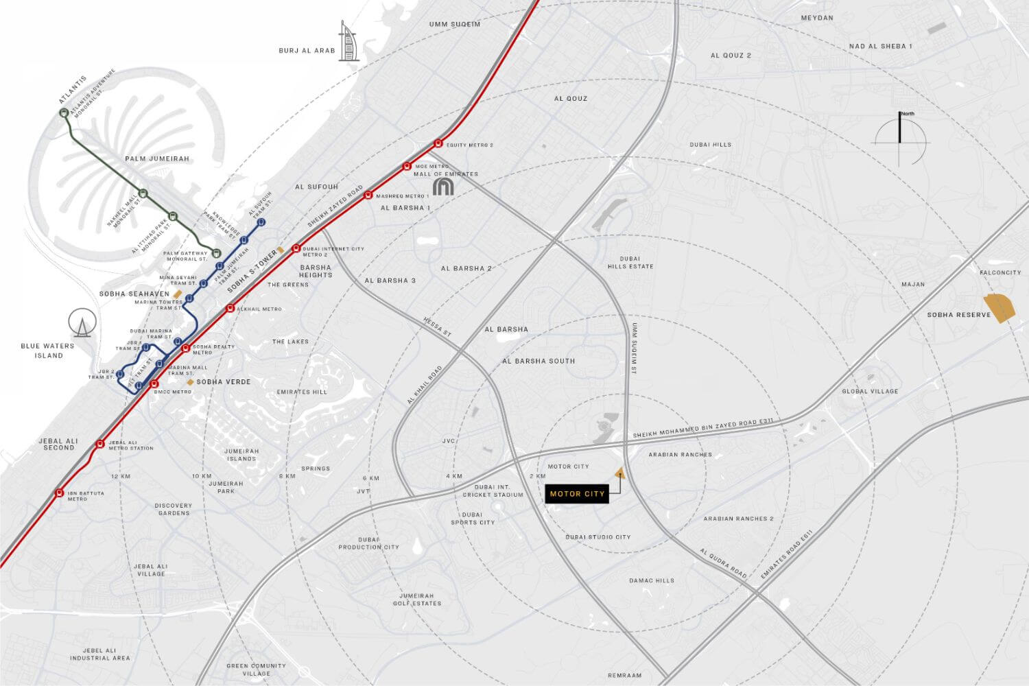 Sobha Orbis Motor City Dubai Map2